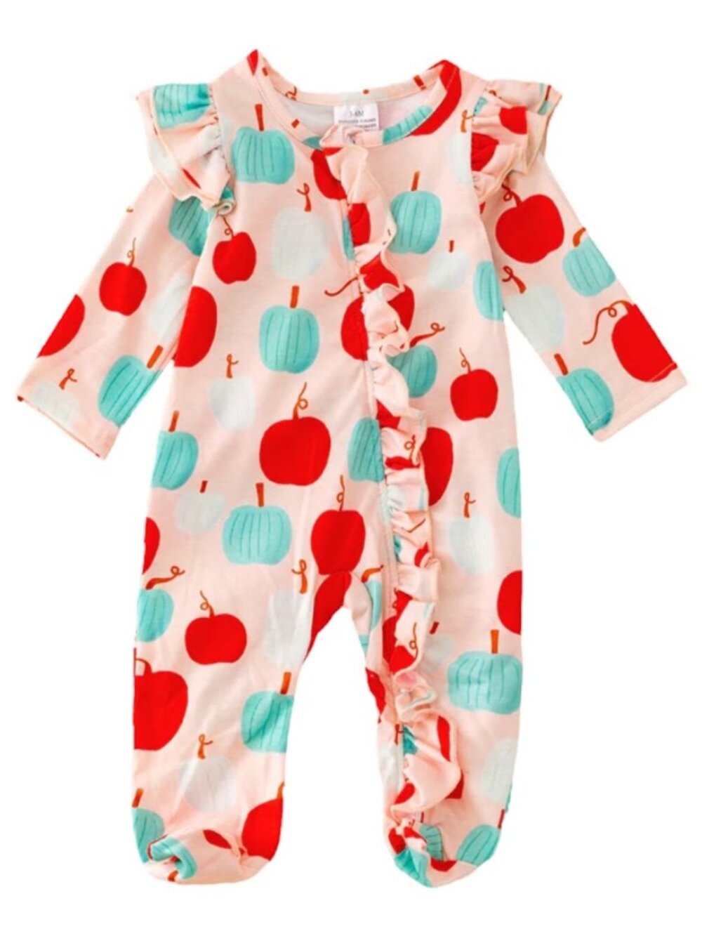 Girls Fall Pumpkin Romper with Ruffles